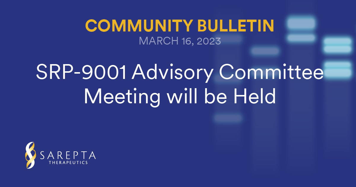 Community Letter SRP9001 Advisory Committee Meeting will be held